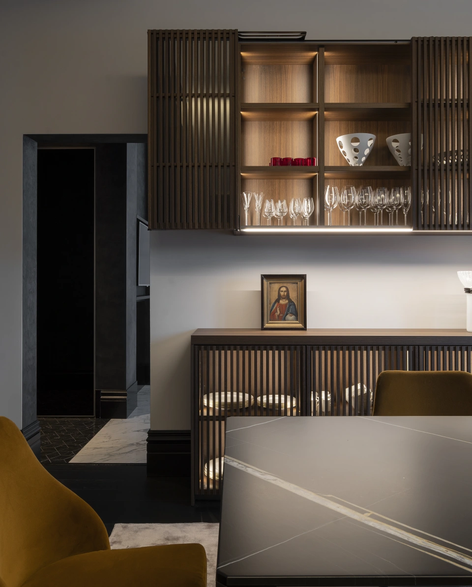 The wall unit, open