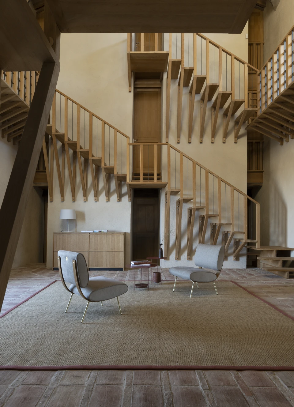 The stair hall, built in oak