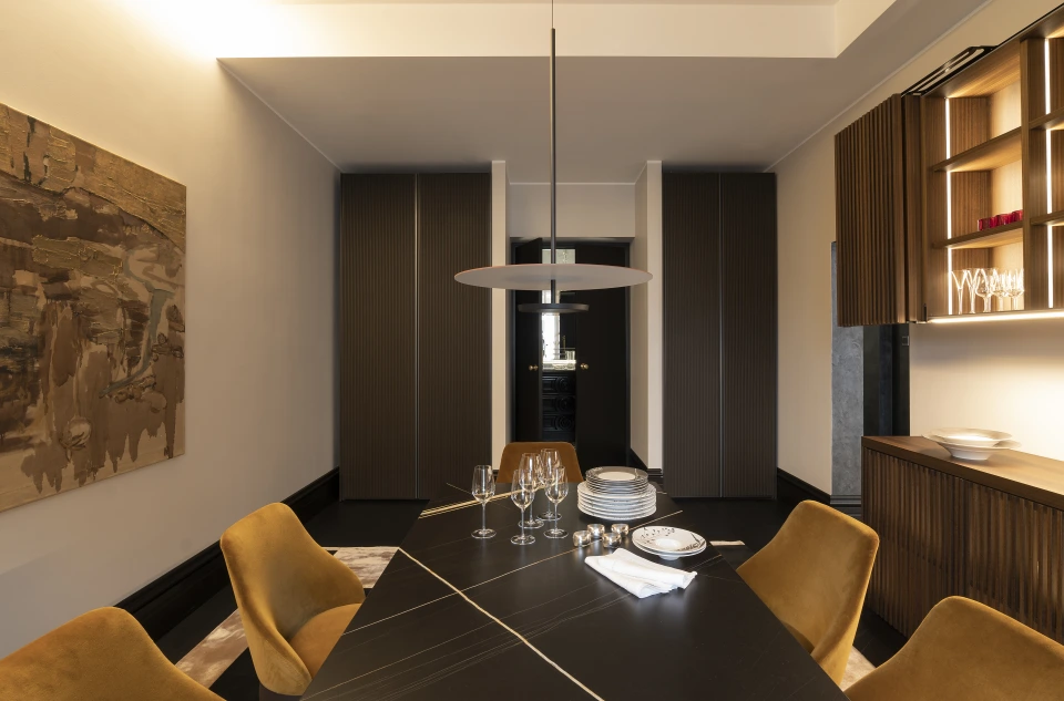 The dining table, laid