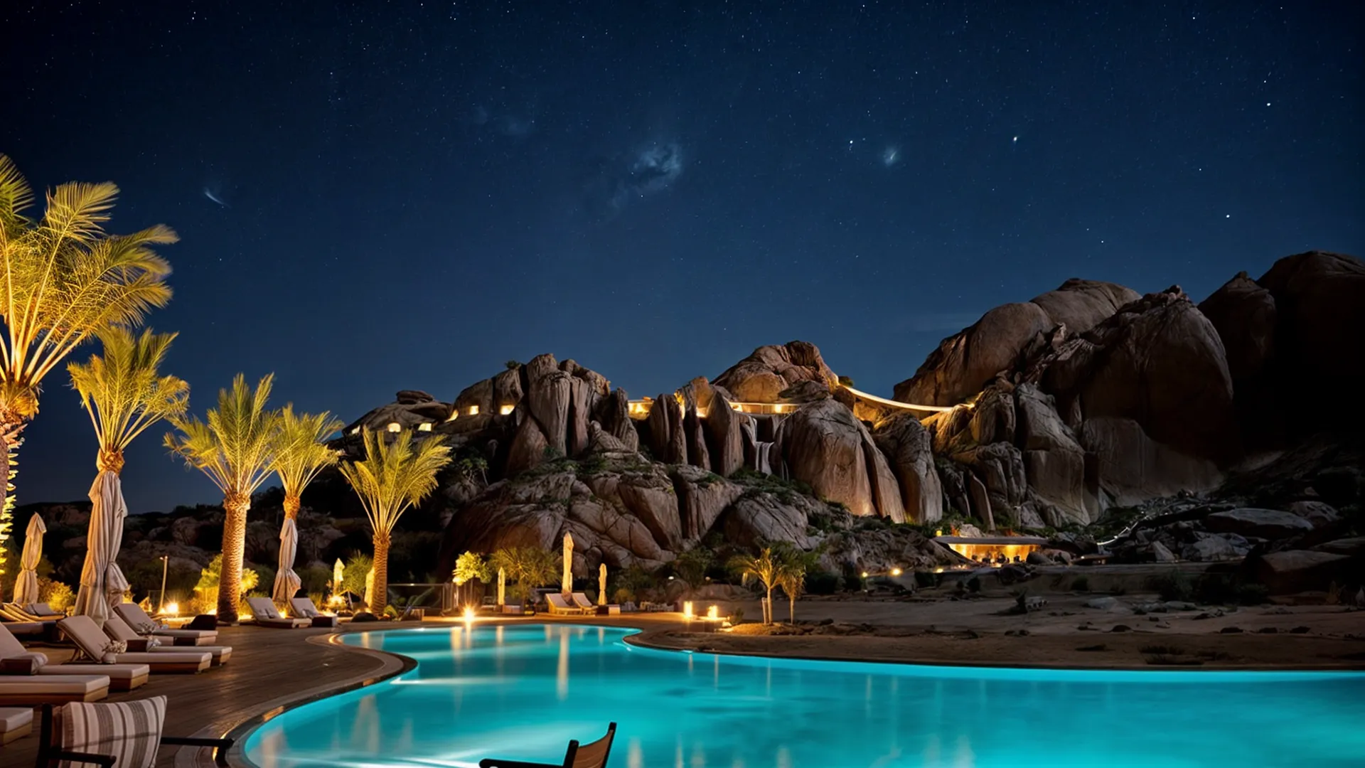 The pool, at night