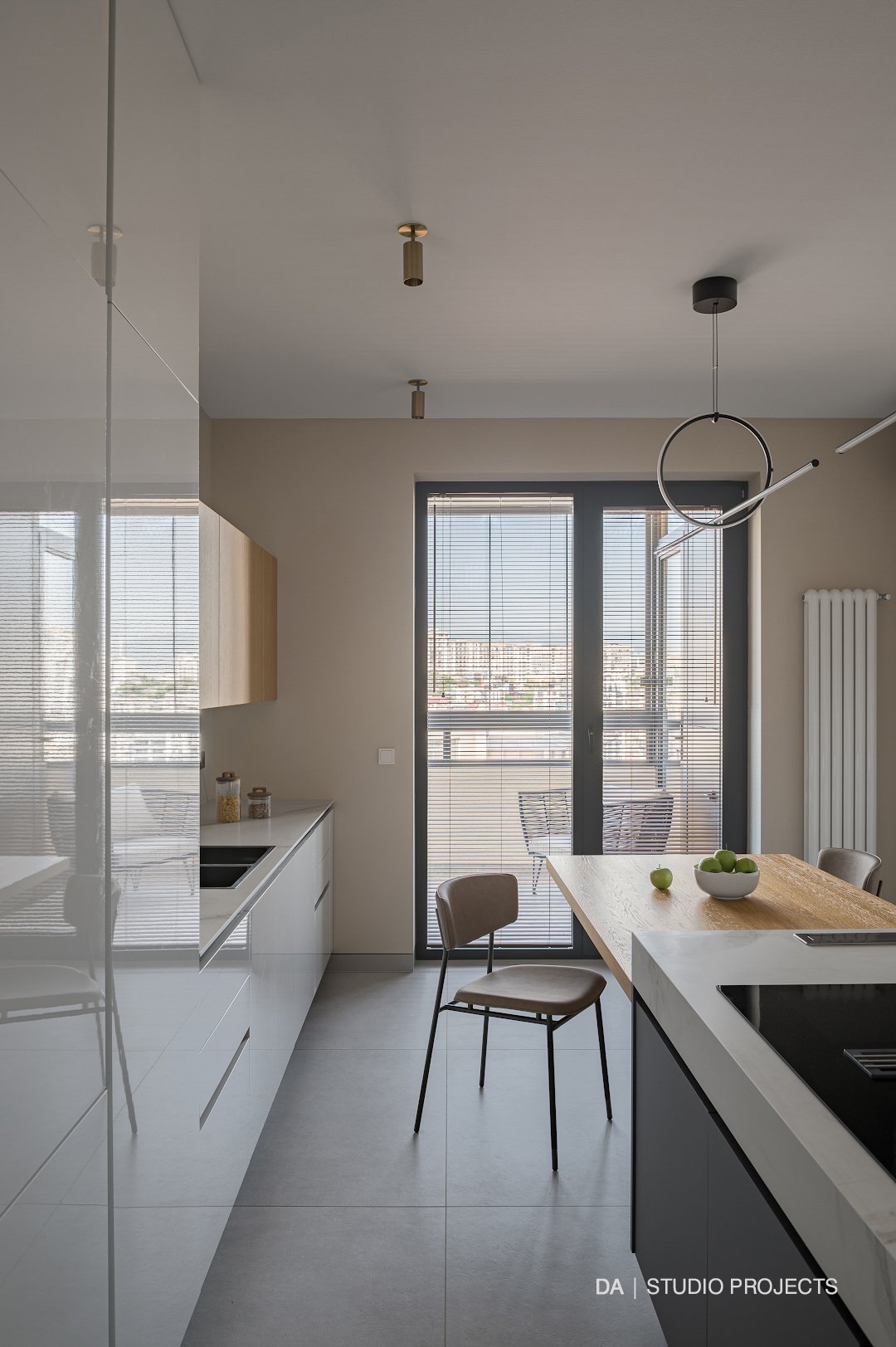 Kitchen and dining area looking toward the window