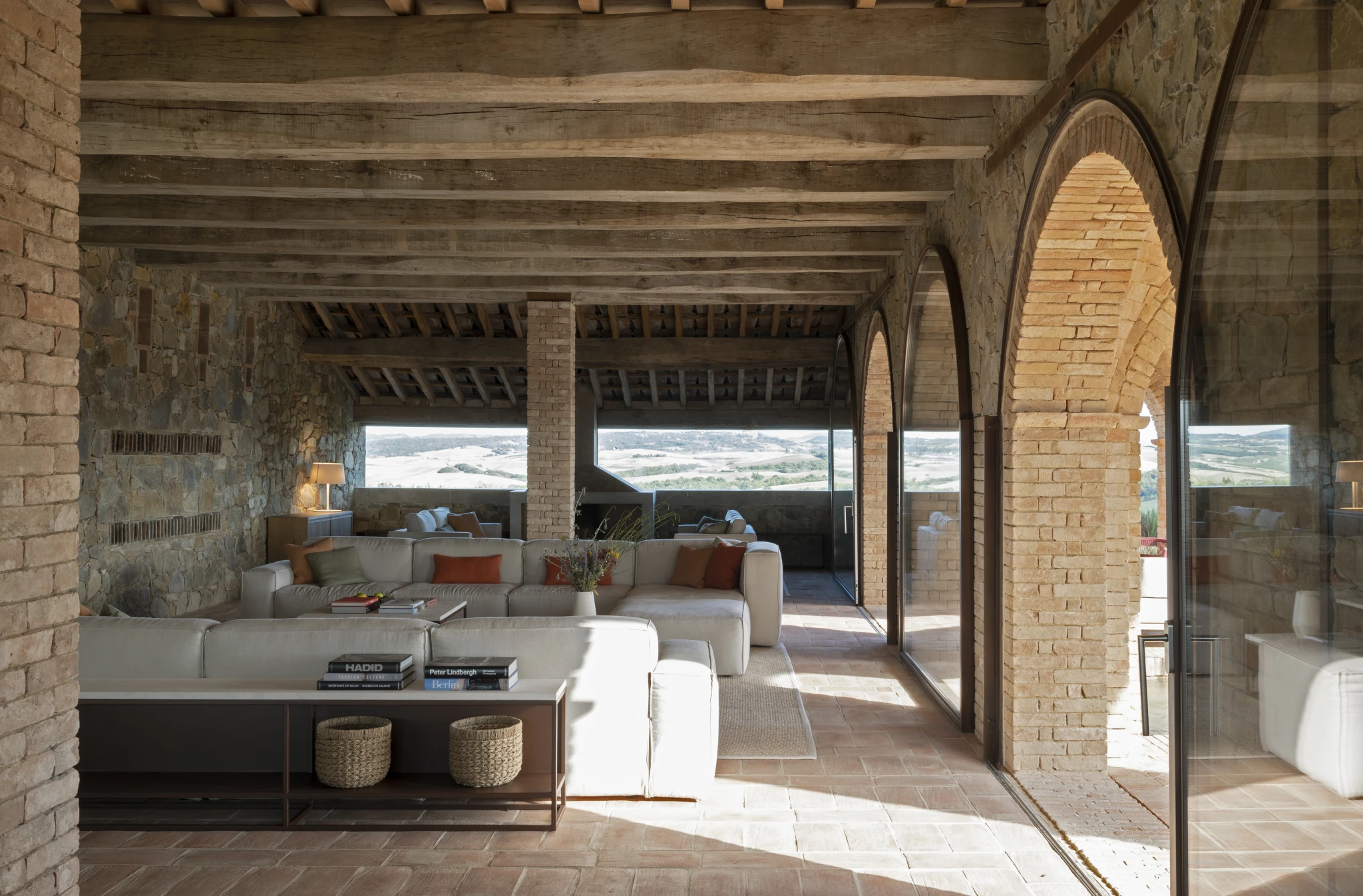 The living room, opening to the valley