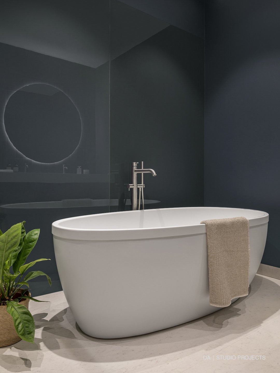 Bathroom with freestanding bathtub
