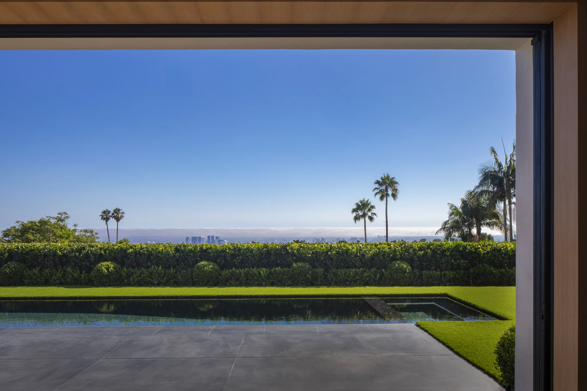 The view south from the house, over the pool
